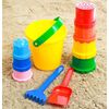 Песочный набор №5: ведерко, грабли, совок, 7 формочек