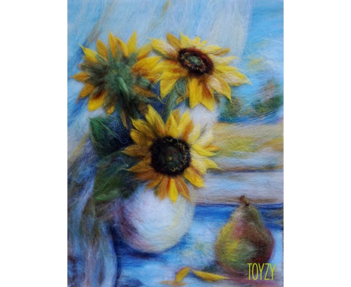 Шерстяная акварель цветы анны синьковой. Картина шерстью набор. Картины шерстью. Шерстяная живопись. Картина шерстью подсолнухи.