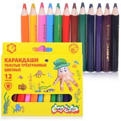 Карандаши толстые трехгранные цветные "Каляка-Маляка", 12 цветов