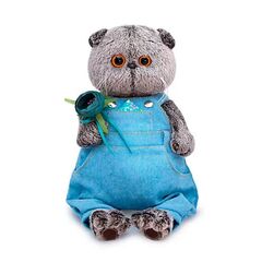 Мягкая игрушка BUDI BASA "Басик в голубом комбинезоне с цветком" 30см