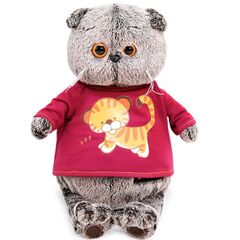 Мягкая игрушка BUDI BASA "Басик в футболке с принтом тигренка", 25 см