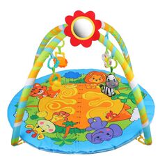 Развивающий коврик "Джунгли", 4 игрушки, зеркальце, ростомер
