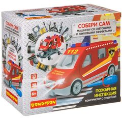 Конструктор с отверткой Bondibon "Пожарная инспекция", 55 деталей, свет, звук