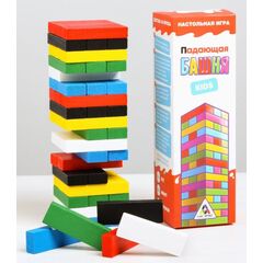 Настольная игра "Падающая башня Kids", мини-версия, разноцветная