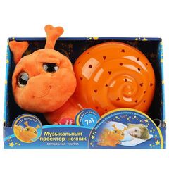 Игрушка мягкая с проектором "Улитка", 7 колыбельных