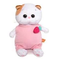 Мягкая игрушка BUDI BASA "Кошка Ли-Ли BABY в розовом комбинезоне с клубничкой", 20 см