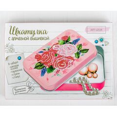 Алмазная вышивка на шкатулке "Букет роз"