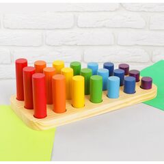 Развивающая игрушка из дерева "Цилиндры радуга. 3 ряда"