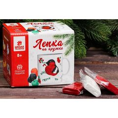 Кружка для декора полимерной глиной "Снегирь на ветке", 250 мл