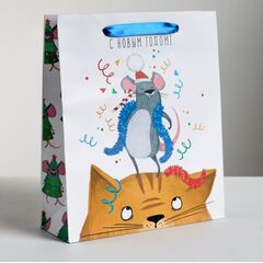 Пакет ламинированный "Мышка на кошке"