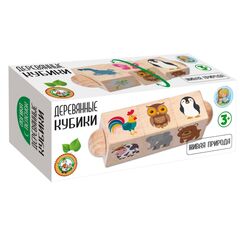 Кубики деревянные на оси "Живая природа"