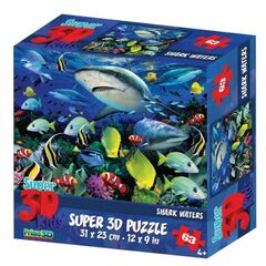 Стерео пазл PRIME 3D "Акульи воды", 63 детали, 31×23 см