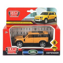 Машина сувенирная "Land Rover Defender", металл, 10,5 см, двери, инерция, желтый