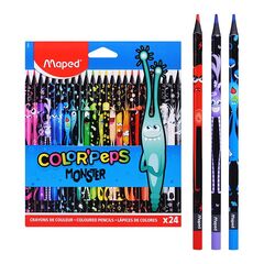 Карандаши цветные декорированные пластиковые 24 цвета "Color'Peps Black Monster"