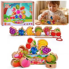 Деревянная игра на баланс "Фруктики" + шнуровка