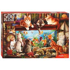 Пазлы "Кошки у большого аквариума", 500 деталей