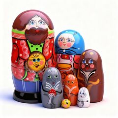 Матрешка из дерева "Колобок", 7 персонажей