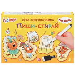 Развивающая игра-головоломка пиши-стирай с маркером "Три Кота"