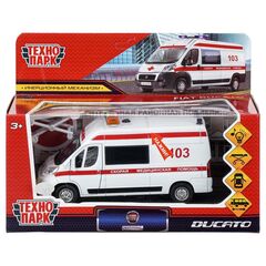 Машина металлическая FIAT DUCATO СКОРАЯ 14 см, свет-звук
