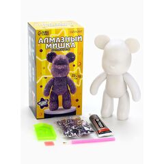 Алмазная мозаика на фигурке "Мишка", фиолетовый