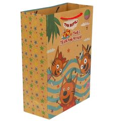 Пакет подарочный крафтовый "Три Кота" 22 х 31 х 10 см