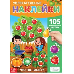 Наклейки многоразовые "Что где растет?" 105 наклеек