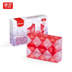 Антистресс-головоломка QiYi Toys Змейка прозрачная (Magic Snake), 24 сегмента (микс 3 вида) [цена за шт.] (EQY10140)