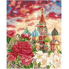 Роспись по холсту по номерам "Москва на закате" 40 на 50 см