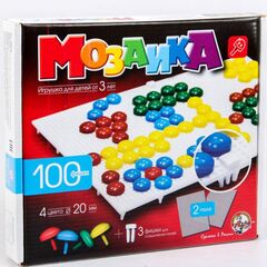 Мозаика 100 фишек по 20 мм, 4 цвета + 2 поля