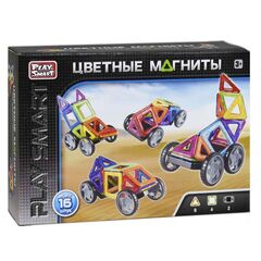 Магнитный конструктор с колесами "Цветные магниты", 16 деталей