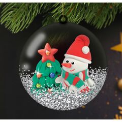 Сделай сам новогодний елочный шар "Снеговик", с массой для лепки