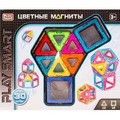 Магнитный конструктор "Цветные магниты", 30 деталей