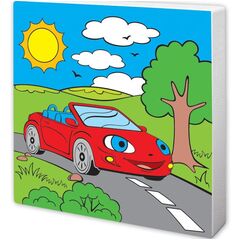 Роспись по холсту "Машинка", 15×15 см + пайетки