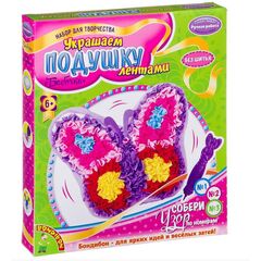 Украшаем подушку лентами "Бабочка"