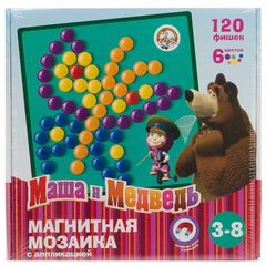 Магнитная мозаика с аппликацией "Маша и Медведь", 120 фишек