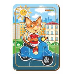Деревянный пазл, 12 деталей "Кошка на мопеде"