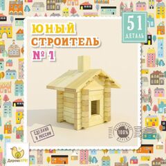 Конструктор из дерева "Юный строитель" 51 деталь