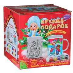 Раскрашиваем кружку "Снегурочка с Мишкой"