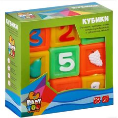 Резиновые кубики "Цифры, фрукты, животные", 9 штук
