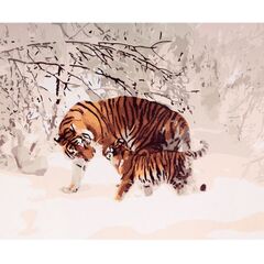 Рисование по номерам "Тигрица с тигренком" 40 на 50 см