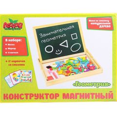 Магнитная доска в деревянной коробке "Геометрия"  71 магнит