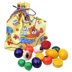 Развивающая игра из дерева "Волшебный мешочек: фрукты и ягоды"