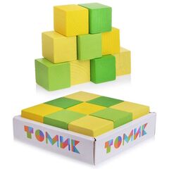 Цветные мини кубики из дерева, 9 штук