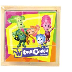 Кубики из дерева "Фиксики" 9 штук