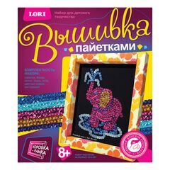 Вышивка пайетками "Розовый слон"