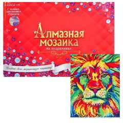 Алмазная мозаика с полным заполнением "Цветной лев", 23 на 32 см