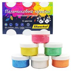 Краски пальчиковые перламутровые "Цветландия", 6 цветов по 60 мл