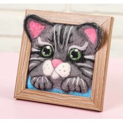 Набор для творчества. Картина из шерсти объемная "Котёнок", 10 х 10 см
