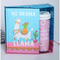 Подарочный набор "NO DRAMA LLama" ежедневник+термостакан