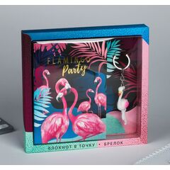 Подарочный набор "Flamingo Party. Брелок и блокнот"
